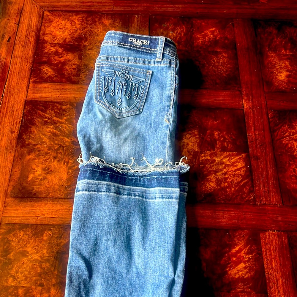 Girls boot cut jeans- size 12 - with pocket design